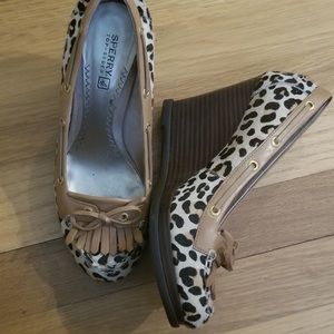 Sperry Fairwind Leopard Print Calf-Hair Wedge